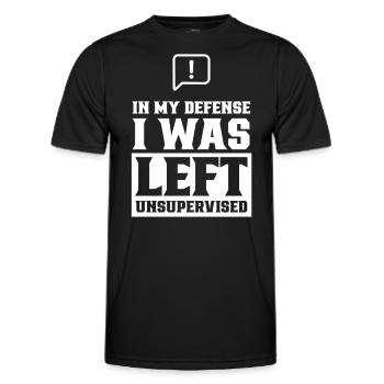 Laissé sans surveillance pour ma défense - T-shirt sport Homme - noir - Devant - AI Model Male 178 dark (178cm)