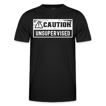 Attention sans surveillance sans surveillance Sarcastique non supervisé - T-shirt sport Homme - noir - Devant - AI Model Male 178 dark (178cm)