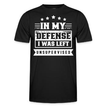 Laissé sans surveillance pour ma défense - T-shirt sport Homme - noir - Devant - AI Model Male 178 dark (178cm)