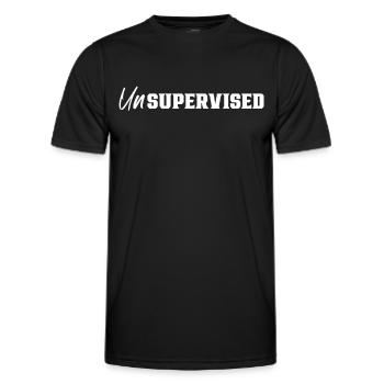 Sans surveillance Sans surveillance Humour non supervisé - T-shirt sport Homme - noir - Devant - AI Model Male 178 dark (178cm)