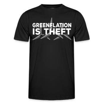 Greenflation is theft energy green inflation - Men's Functional T-Shirt - black - Front - AI Model Male 178 dark (178cm)