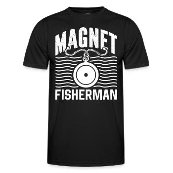 Magnet Magnetic Fishing Magnet Fish - Men's Functional T-Shirt - black - Front - AI Model Male 178 dark (178cm)