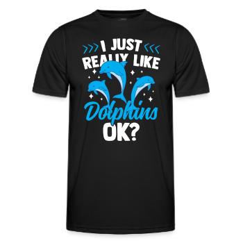 I like dolphins just very much dolphins dolphin - Men's Functional T-Shirt - black - Front - AI Model Male 178 dark (178cm)