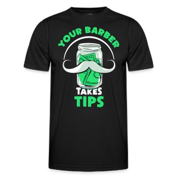 Your hairdresser will tip Barbershop Barber - Men's Functional T-Shirt - black - Front - AI Model Male 178 dark (178cm)