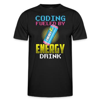 Programming with Energydrinks Coder Coding Code - Men's Functional T-Shirt - black - Front - AI Model Male 178 dark (178cm)