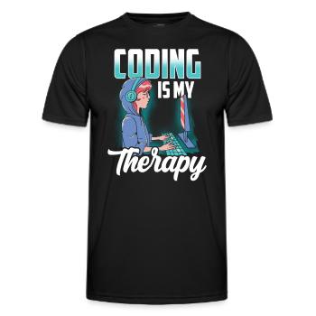 Programmieren Ist Meine Therapie Coder Coding Code - Männer Funktions-T-Shirt - Schwarz - Vorne - AI Model Male 178 dark (178cm)