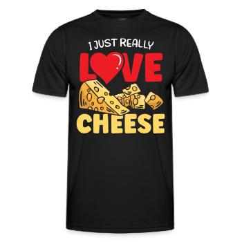 Ich Liebe Käse Einfach Sehr Süß Liebhaber Sprüche - Männer Funktions-T-Shirt - Schwarz - Vorne - AI Model Male 178 dark (178cm)