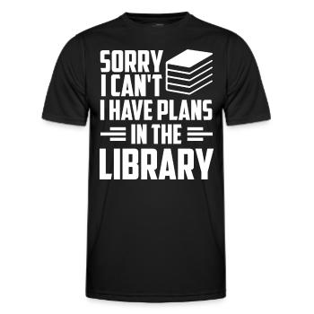 Kann Nicht Ich Habe Pläne In Der Bibliothek Bücher - Männer Funktions-T-Shirt - Schwarz - Vorne - AI Model Male 178 dark (178cm)