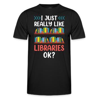 Ich Mag Bibliotheken Einfach Sehr Ok Bibliothek - Männer Funktions-T-Shirt - Schwarz - Vorne - AI Model Male 178 dark (178cm)