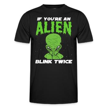 If you're an alien blink twice astronaut - Men's Functional T-Shirt - black - Front - AI Model Male 178 dark (178cm)