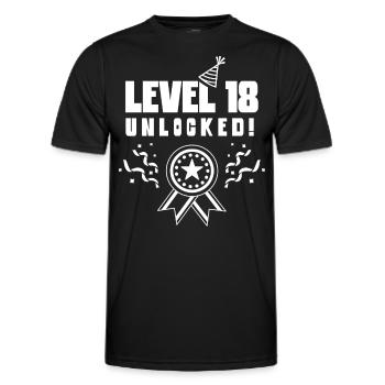 Level 18 Unlocked Celebration Eighteen Birthday - Men's Functional T-Shirt - black - Front - AI Model Male 178 dark (178cm)