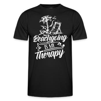 Beach holiday is my therapy Beach beach - Men's Functional T-Shirt - black - Front - AI Model Male 178 dark (178cm)