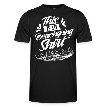 This is my beach shirt beach beach holiday - Men's Functional T-Shirt - black - Front - AI Model Male 178 dark (178cm)