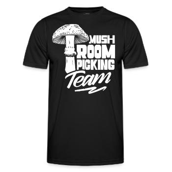 Mushroom pickers Team Mushroom pickers Mushroom picking Mushrooms - Men's Functional T-Shirt - black - Front - AI Model Male 178 dark (178cm)
