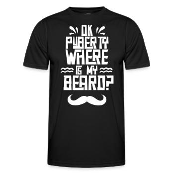 Ok puberty where's my beard? Adult Teens - Men's Functional T-Shirt - black - Front - AI Model Male 178 dark (178cm)