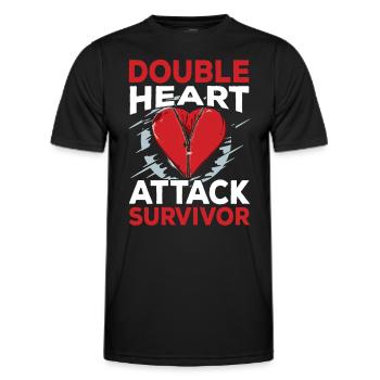 Double heart attack Surviving heart attack - Men's Functional T-Shirt - black - Front - AI Model Male 178 dark (178cm)