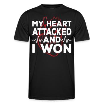 Mein Herz Hat Angegriffen Und Ich Habe Gewonnen - Männer Funktions-T-Shirt - Schwarz - Vorne - AI Model Male 178 dark (178cm)