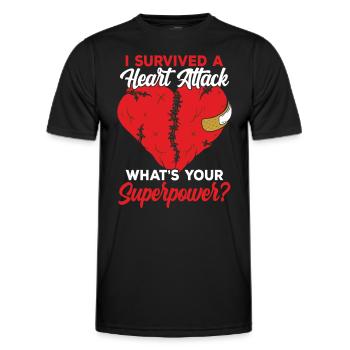 I survived a heart attack Heart attack - Men's Functional T-Shirt - black - Front - AI Model Male 178 dark (178cm)