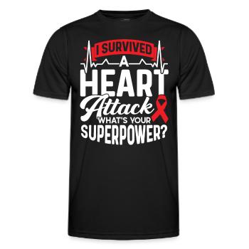 I survived a heart attack Heart attack - Men's Functional T-Shirt - black - Front - AI Model Male 178 dark (178cm)