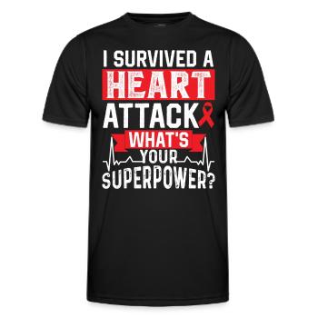 I survived a heart attack Heart attack - Men's Functional T-Shirt - black - Front - AI Model Male 178 dark (178cm)