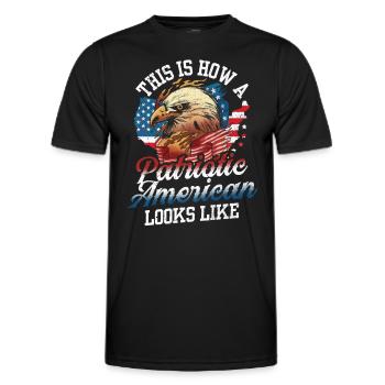 So Sieht Ein Patriotischer Amerikaner Aus USA - Männer Funktions-T-Shirt - Schwarz - Vorne - AI Model Male 178 dark (178cm)