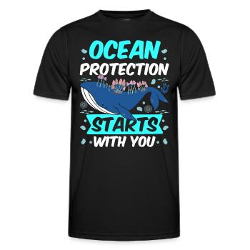 The protection of the seas begins with you sea sea - Men's Functional T-Shirt - black - Front - AI Model Male 178 dark (178cm)