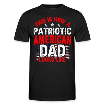 So Sieht Patriotischer Amerikanischer Vater Aus - Männer Funktions-T-Shirt - Schwarz - Vorne - AI Model Male 178 dark (178cm)