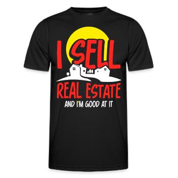 I sell real estate and I'm good at it - Men's Functional T-Shirt - black - Front - AI Model Male 178 dark (178cm)