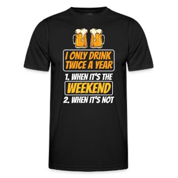 Zweimal Trinken Wochenende Trinker Getränk Alkohol - Männer Funktions-T-Shirt - Schwarz - Vorne - AI Model Male 178 dark (178cm)