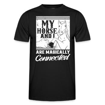 Mon cheval et moi sommes liés par magie à l’équitation - T-shirt sport Homme - noir - Devant - AI Model Male 178 dark (178cm)