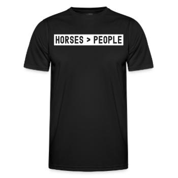 Pferde > Menschen Reiterhof Pferd Reiter Reiten - Männer Funktions-T-Shirt - Schwarz - Vorne - AI Model Male 178 dark (178cm)