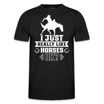 I just like horses very much rider horse riding - Men's Functional T-Shirt - black - Front - AI Model Male 178 dark (178cm)