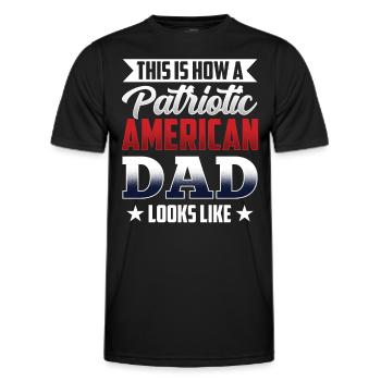 So Sieht Patriotischer Amerikanischer Vater Aus - Männer Funktions-T-Shirt - Schwarz - Vorne - AI Model Male 178 dark (178cm)