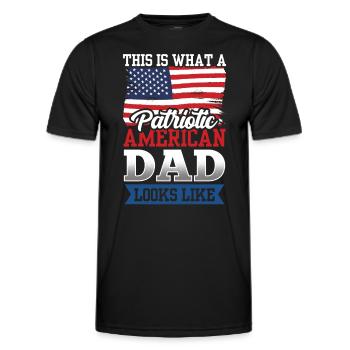 So Sieht Patriotischer Amerikanischer Vater Aus - Männer Funktions-T-Shirt - Schwarz - Vorne - AI Model Male 178 dark (178cm)