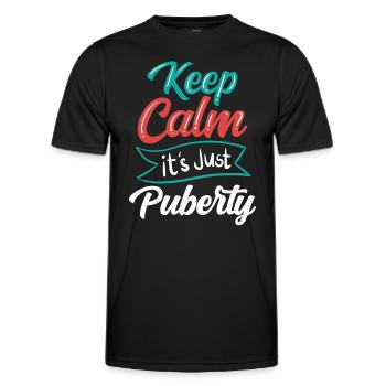 Keep calm Only puberty has grown up - Men's Functional T-Shirt - black - Front - AI Model Male 178 dark (178cm)