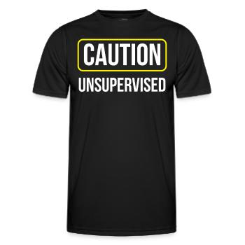 Attention sans surveillance sans surveillance Sarcastique non supervisé - T-shirt sport Homme - noir - Devant - AI Model Male 178 dark (178cm)