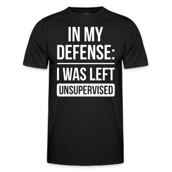 Laissé sans surveillance pour ma défense - T-shirt sport Homme - noir - Devant - AI Model Male 178 dark (178cm)