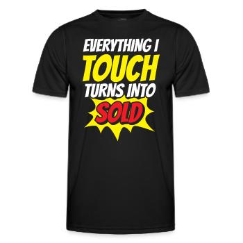 Tout ce que je touche est vendu à des maisons de courtage - T-shirt sport Homme - noir - Devant - AI Model Male 178 dark (178cm)