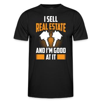 I sell real estate and I'm good at it - Men's Functional T-Shirt - black - Front - AI Model Male 178 dark (178cm)