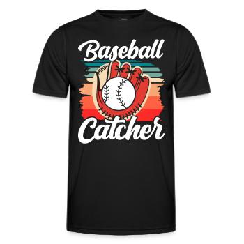 Baseball Catcher Baseball Catcher Player Hobby - Men's Functional T-Shirt - black - Front - AI Model Male 178 dark (178cm)