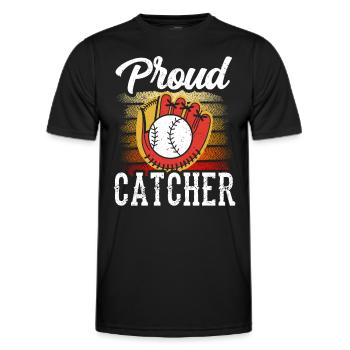 Proud Catcher Hobby Player Catcher Baseball - Men's Functional T-Shirt - black - Front - AI Model Male 178 dark (178cm)