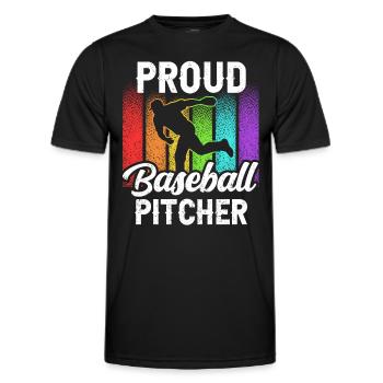 Fier lanceur de baseball Joueur de lanceur amateur - T-shirt sport Homme - noir - Devant - AI Model Male 178 dark (178cm)