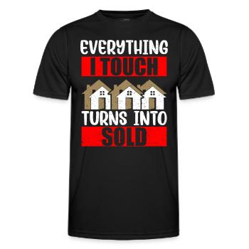 Tout ce que je touche est vendu à des maisons de courtage - T-shirt sport Homme - noir - Devant - AI Model Male 178 dark (178cm)