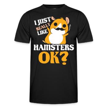 I just like hamster very much owner cute pet - Men's Functional T-Shirt - black - Front - AI Model Male 178 dark (178cm)