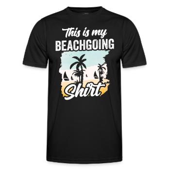 This is my beach shirt beach beach holiday - Men's Functional T-Shirt - black - Front - AI Model Male 178 dark (178cm)