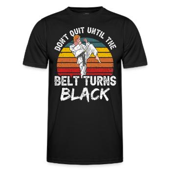 Don't give up until the belt turns black MMA Gur - Men's Functional T-Shirt - black - Front - AI Model Male 178 dark (178cm)