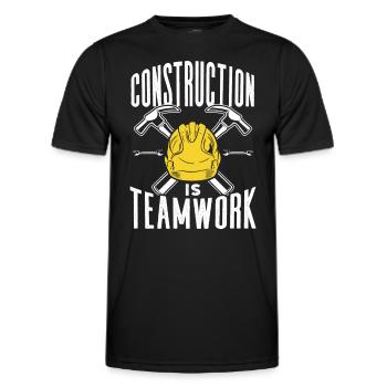 Construction work is teamwork Construction site Teamwork Construction - Men's Functional T-Shirt - black - Front - AI Model Male 178 dark (178cm)