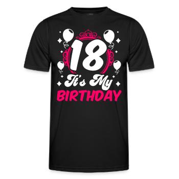 18 C’est mon anniversaire Fille Anniversaire Dix-huit ans - T-shirt sport Homme - noir - Devant - AI Model Male 178 dark (178cm)