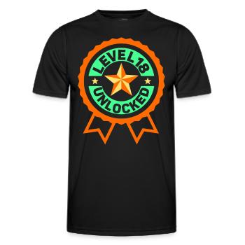 Level 18 Unlocked Celebration Eighteen Birthday - Men's Functional T-Shirt - black - Front - AI Model Male 178 dark (178cm)