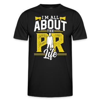 I'm interested in PR life Public Relations profession - Men's Functional T-Shirt - black - Front - AI Model Male 178 dark (178cm)